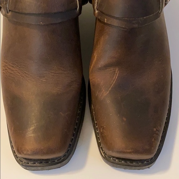 Frye Belted Harness Distressed Brown Leather Mule - Picture 5 of 16